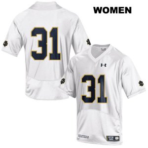 Notre Dame Fighting Irish Women's Jack Lamb #31 White Under Armour No Name Authentic Stitched College NCAA Football Jersey MOZ4399JA